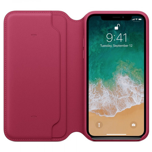 Чохол-книжка (шкіряний) Apple iPhone X Leather Folio Berry (MQRX2)