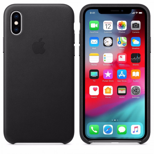Чохол-накладка (шкіряний) Apple iPhone XS Leather Case Black (MRWM2)