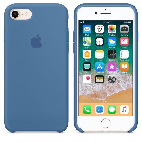 Чехол-накладка (силиконовый) Apple iPhone 8/7 Silicone Case Denim Blue (MRFR2)