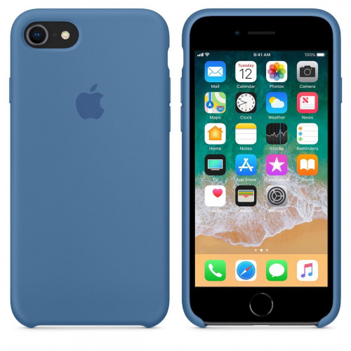 Чехол-накладка (силиконовый) Apple iPhone 8/7 Silicone Case Denim Blue (MRFR2)
