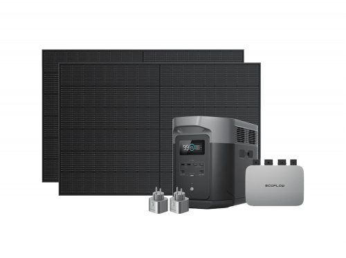 Комплект энергонезависимости EcoFlow PowerStream – микроинвертор 600W + зарядная станция Delta Max 2000 + 2 x 400W стационарные солнечные панели