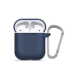 Чехол-накладка (силиконовый) Apple AirPods Blueo Liquid Silicone Series with Carabiner Blue