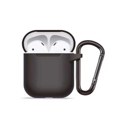 Чехол-накладка (силиконовый) Apple AirPods Blueo Liquid Silicone Series with Carabiner Black