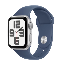 Apple Watch SE 2 GPS 40mm Silver Aluminium Case w. Denim Sport Band - M/L (MXED3)