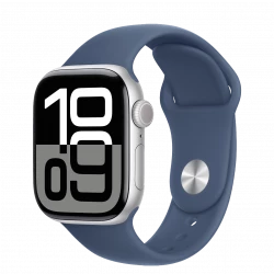 Apple Watch Series 10 GPS + Cellular 42mm Silver Alu. Case w. Denim Sport Band - M/L (MWX43)