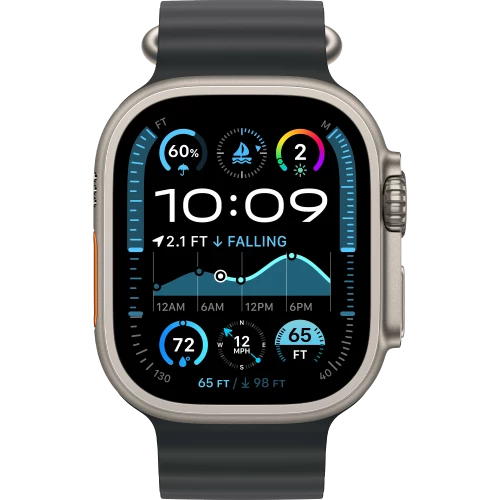 Apple Watch 49/46mm Ocean Band Black / Natural Titanium Finish (MXTL3)