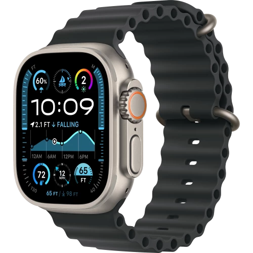 Apple Watch 49/46mm Ocean Band Black / Natural Titanium Finish (MXTL3)