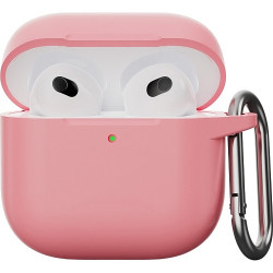 Чехол-накладка (силиконовый) Apple AirPods 4 Silicone Case with Carabine Pink