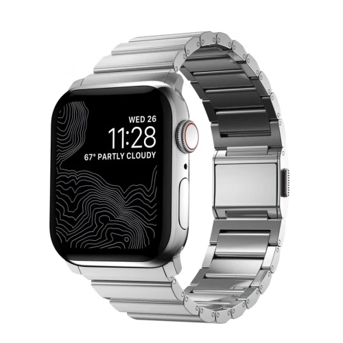 NOMAD Apple Watch 46/49mm Steel Band Silver Hardware Silver