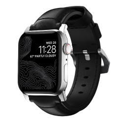 NOMAD Apple Watch 41/42mm Traditional Band Silver Hardware Black